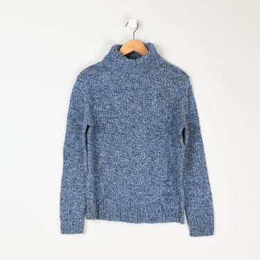 Vintage Y2k Lambswool & Angora Marled Knit Turtleneck - blue, pullover, oversized - Women's M 