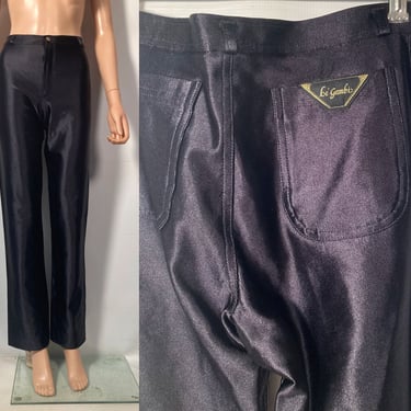 Vintage 70s Black Satin Spandex Disco Hot Pants Size 29/30 x 32 