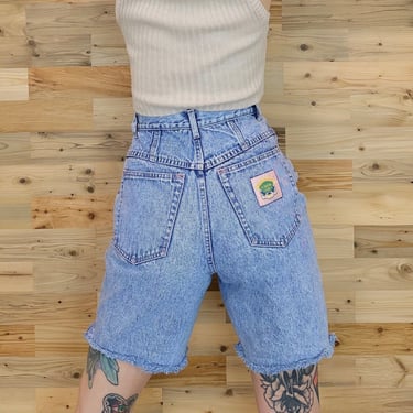 80's High Rise Cut Off Long Jean Shorts / Size 26 