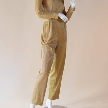1990s Escada by Margaretha Ley gold lurex jumpsuit 
