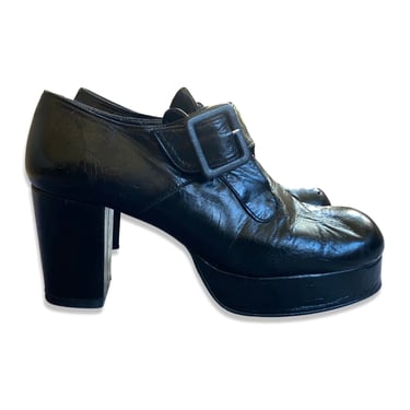 90s LUICHINY Mary Janes platforms sz 9.5 / vintage 1990s club kid black shoes high heels 
