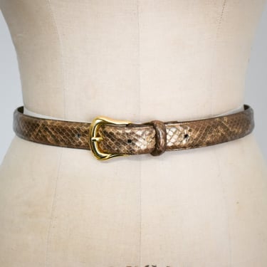 1980s Liz Claiborne Gold Snake Skin Belt 