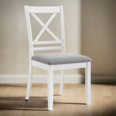 Hollis Cross Back Wood Dining Side Chair White FFE258-49