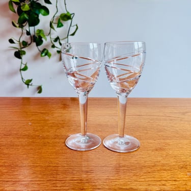 Pair of Waterford Crystal Jasper Conran Aura Large Water or Wine Glasses - Vintage Designer Glassware 