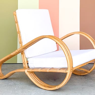 Old Florida Style Rattan Lounge Chair