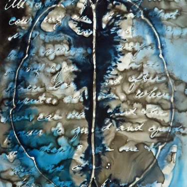 As Dreams and Vapors: Original ink painting on yupo of brain - neuroscience art philosophy - Marcus Aurelius 