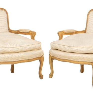 Louis XV Style Painted Wood Fauteuils, Pair
