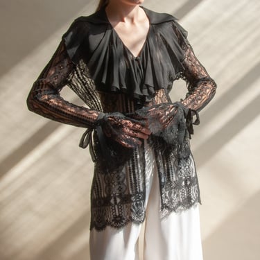 6742t / sophie sitbon black lace blouse / fr 42 