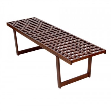 1960s Peter Lovig Teak Lattice Coffee Table / Bench, Denmark