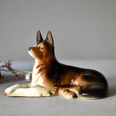 Vintage German Shepherd Porcelain Figurine Cortendorf Porcelain 