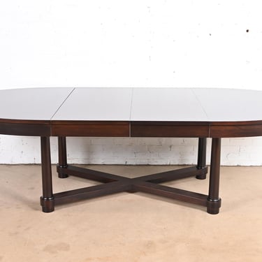 Barbara Barry for Baker Furniture Modern Art Deco Mahogany Extension Dining Table, Newly Refinished