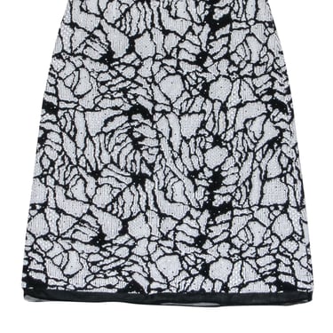St. John - Black & White Knit A-Line Midi Skirt w/ Rhinestones Sz 6