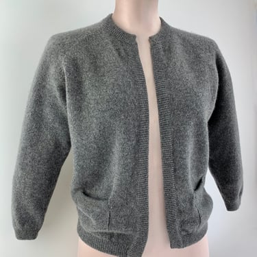 1950's Cardigan Sweater - 100% Pure HADLEY Cashmere - PECK & PECK Fifth Ave New York - Charcoal Gray - Women's 36 - Tailored Small to Medium 