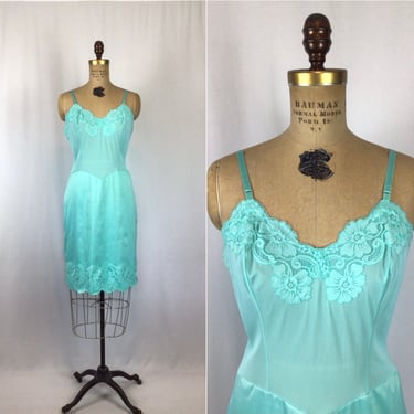 Vintage 60s slip | Vintage aqua lace dress slip | 1960sVanity Fair full slip negligee 