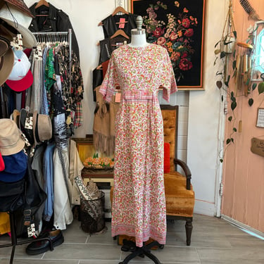 vintage 60's pink floral cotton dress 