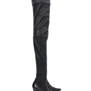 Manolo Blahnik Thigh High Heeled Leather Boots, 37.5