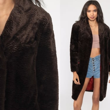 Brown Faux Fur Jacket 90s Fake Fur Coat Vegan Winter Vintage Y2K Bohemian Wine Furry Glam Fuzzy Jacket 00s Boho Extra Small xs 