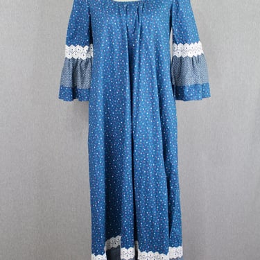1960s 1970s - Hilda Hawaii Kaftan - Carol Mary Hawaii - Prairie Dress - Cottage Core - Floral Maxi Dress 