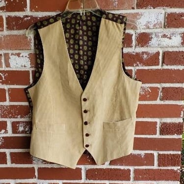 60s/70s Tan Classic Corduroy Vest w/ Great Lining 