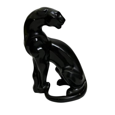 Vintage 1990s Austin Productions Alexander Daniel Metal Black Mid Century Modern Panther Jaguar Shelf Statue Art Piece 