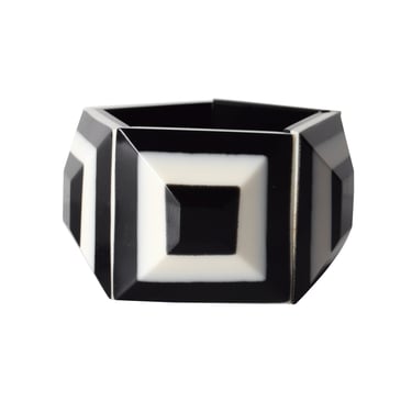 Marion Godart Vintage Black & White Geometric Resin Bracelet