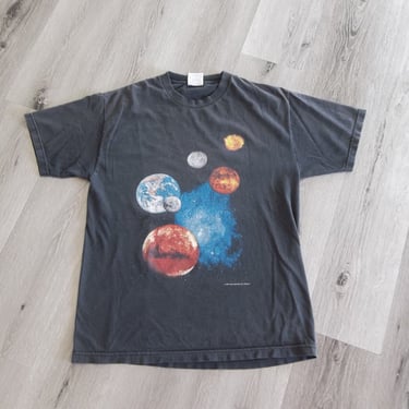 Vintage T-shirt 1990s Solar System sz Large Planets Earth Saturn Neptune Mars Venus 