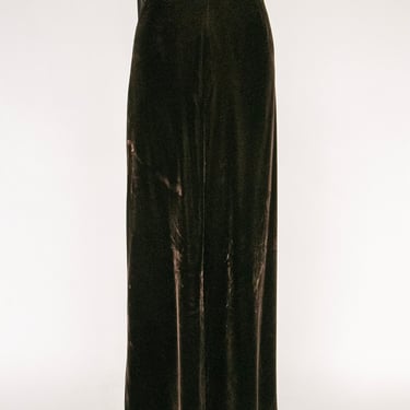 1970s Velvet Maxi Full Skirt Brown S 