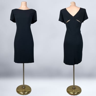 VINTAGE 90s Cutout Back Little Black Dress by Liz Claiborne Sz 14 | 1990s Gothic Noir Cocktail Dress | VFG 