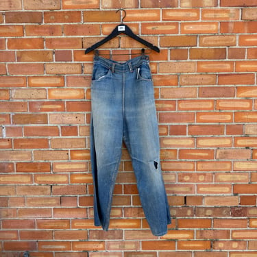 vintage 40s light wash side zip jeans / 26