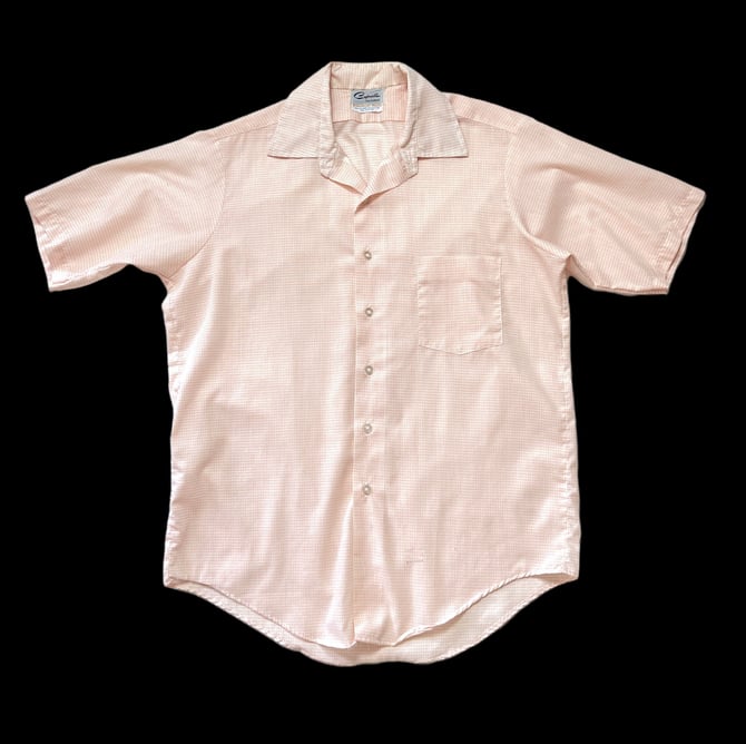 Vintage 1960s CAPWELL'S Short-Sleeve Sport Shirt ~ M ~ Mod / Preppy / Ivy Style ~ Plaid ~ 