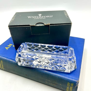 Waterford Crystal Comeragh Cut Business Card Holder IOB, Discontinued Piece, Westover Diamond, Office Desk Set 