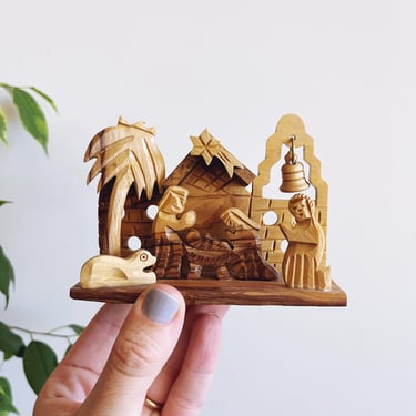 Vintage Bethlehem Olive Wood Mini Christmas Nativity 