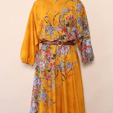 Marigold Floral Midi Dress L