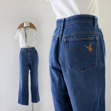 worrrn USA high waist jeans - 31 - vintage 70s 80s blue jean denim butterfly size medium high waisted distressed jeans 