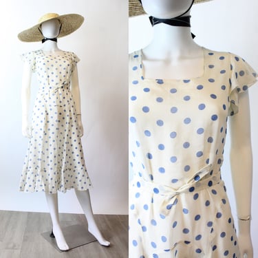 1930s POLKA DOT cotton ORGANDY gown dress xxs | new spring summer summer 