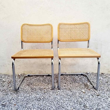1 of 2 Mid Century Modern Cesca Chair / Marcel Breuer B32 Italian Cesca / Beige / Wicker / Chrome / Dining Chair / Iconic Chair /Italy /'70s 