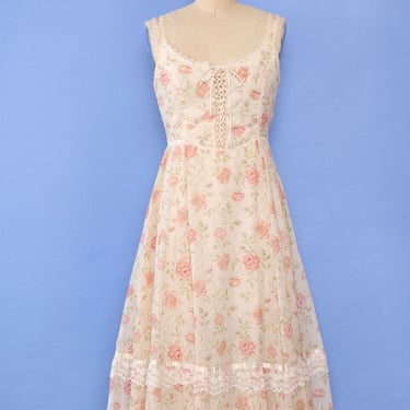 Gunne Sax Rose Bush Lace-up Dress XS/S