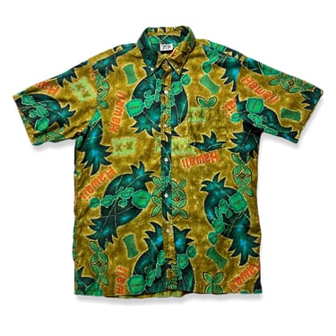 Vintage 1960s PACIFIC SPORTSWEAR Hawaiian Shirt ~ M ~ Button-Down ~ Print ~ Rockabilly / Tiki / Atomic / Sport ~ Made in Hawaii 