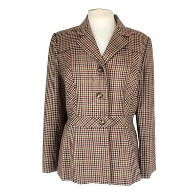 Vintage 70s Bill Blass Wool Blazer Houndstooth Wool Jacket Neiman Marcus / L 