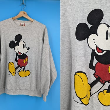 Vintage 90s XL Gray Disney Designs Mickey Pullover Sweatshirt 