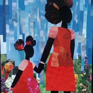 Spring in Their Steps PRINT Collage African American Art Mother 