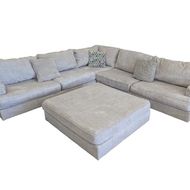 Cream Cloud L-Shaped Sectional w/ Ottoman