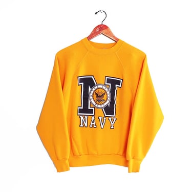 USN sweatshirt / raglan sweatshirt / US Navy sweatshirt / 1980s golden yellow US Navy raglan sweatshirt Small 