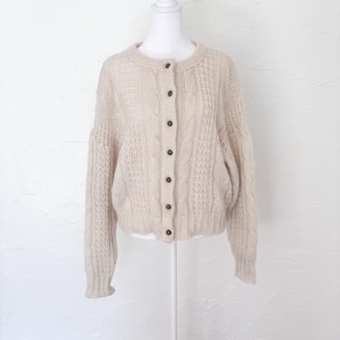 vintage cardigan / shaggy cardigan / 1960s McGregor Midnight