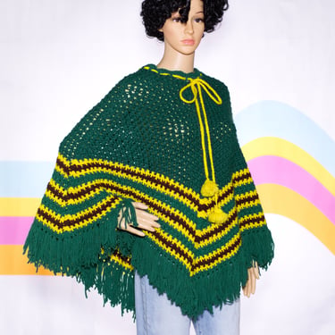 Vintage 1970s Green Sweater Poncho | 1 