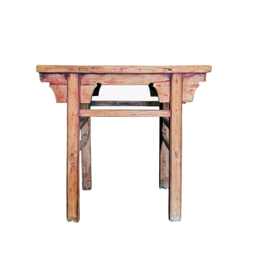 Chinese Rustic Rough Wood Distressed Console Altar Side Table cs7404E 