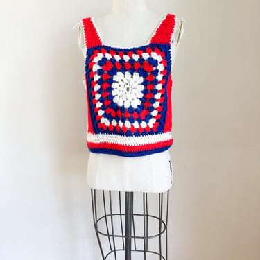 Vintage 1970s Granny Square Vest / XS 