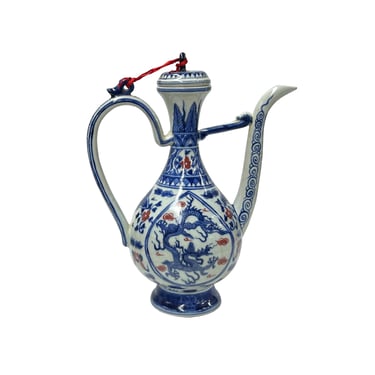 Oriental Blue White Wine Jar Shape Ceramic Porcelain Art Vase Jar JK280E 