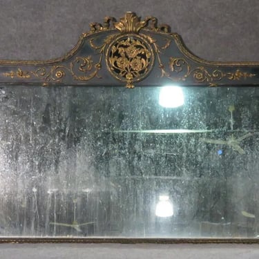 Beautiful Gilded Bronze Ebonized Black Lacquer Buffet Mantle Mantel Mirror C1910