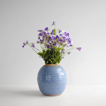 Vintage Blue Ceramic Pottery Vase 